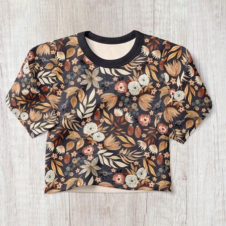 Fairtrade Bio French Terry Autumn bouquet anthrazit (GOTS)