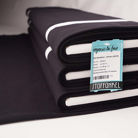 Fairtrade Bio Bündchen uni schwarz (GOTS)