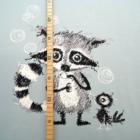 Fairtrade Biojersey Racoons Panel Gletscher