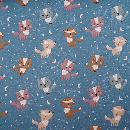 Reststück 15 cm - Fairtrade Biojersey Wölfchen pastell