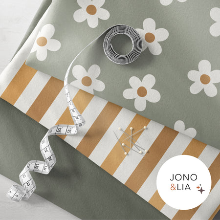 Reststück 45cm - Fairtrade Biojersey minimalistische Blumen salbei (GOTS)