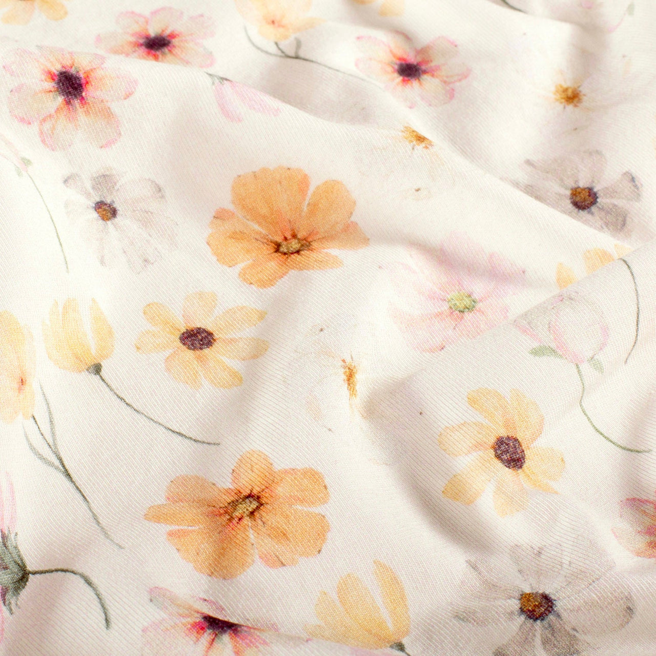 Fairtrade Biojersey Helle Blumen Wollweiss (GTOS)