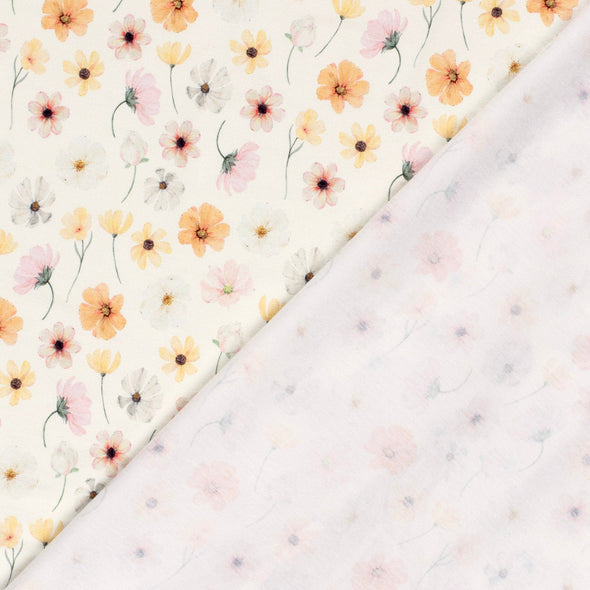 Fairtrade Biojersey Helle Blumen Wollweiss (GTOS)