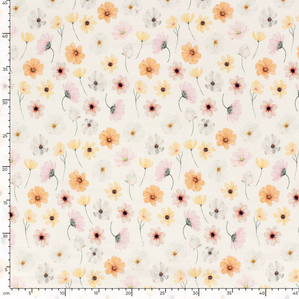 Fairtrade Biojersey Helle Blumen Wollweiss (GTOS)