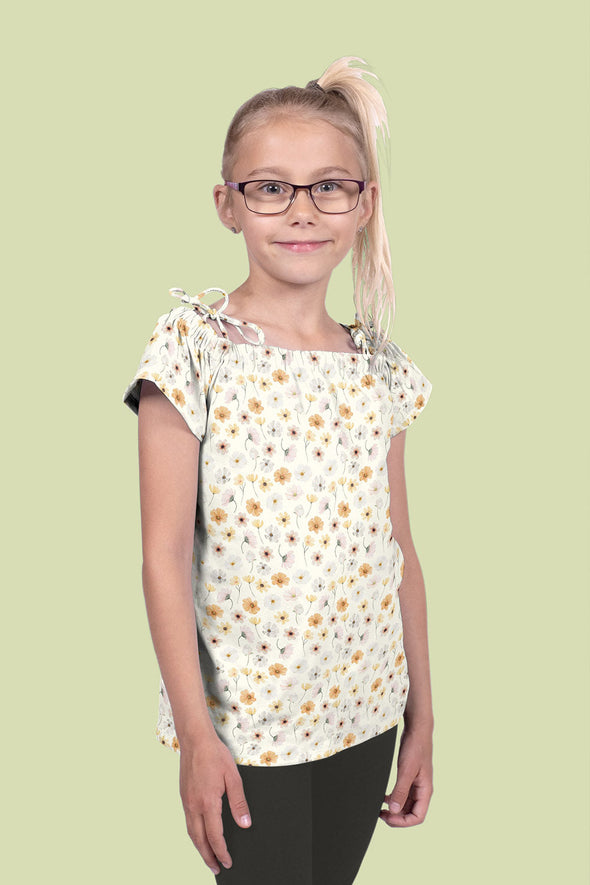 Fairtrade Biojersey Helle Blumen Wollweiss (GTOS)