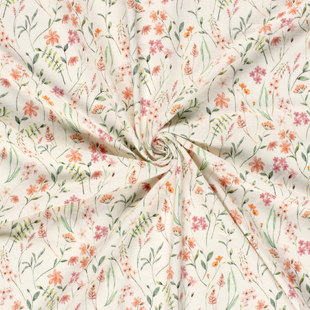 Fairtrade Biojersey Blümchen Wollweiss (GTOS)