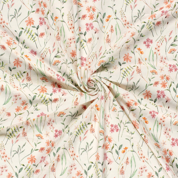 Fairtrade Biojersey Blümchen Wollweiss (GTOS)