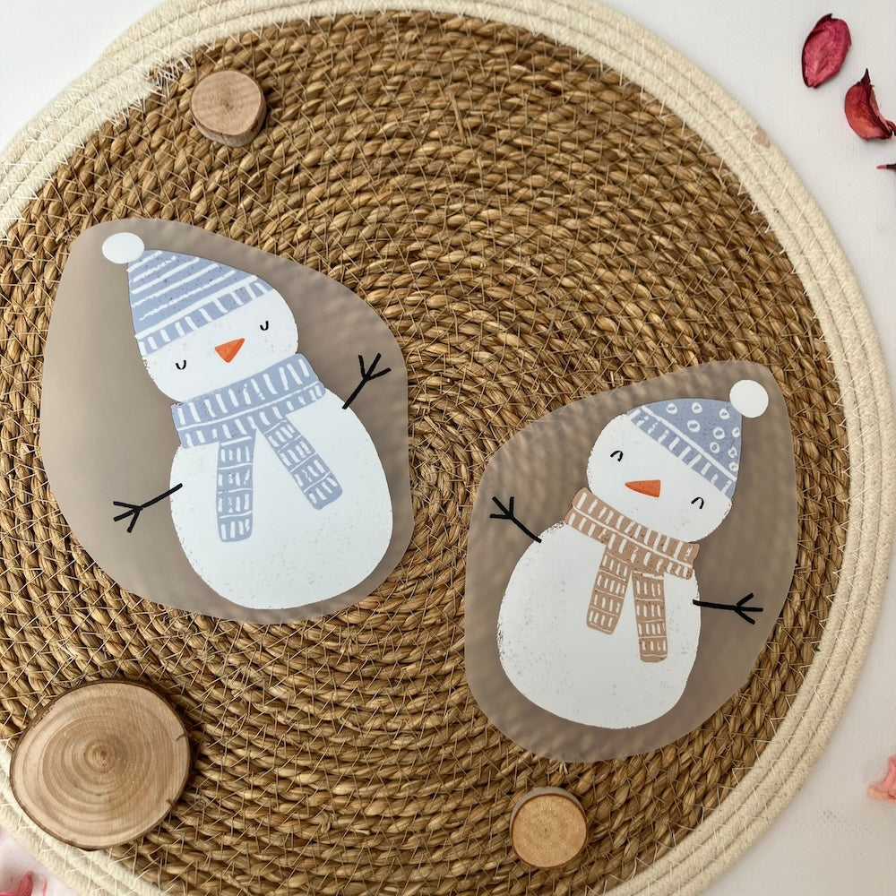 Bügelbild Schneemann beige
