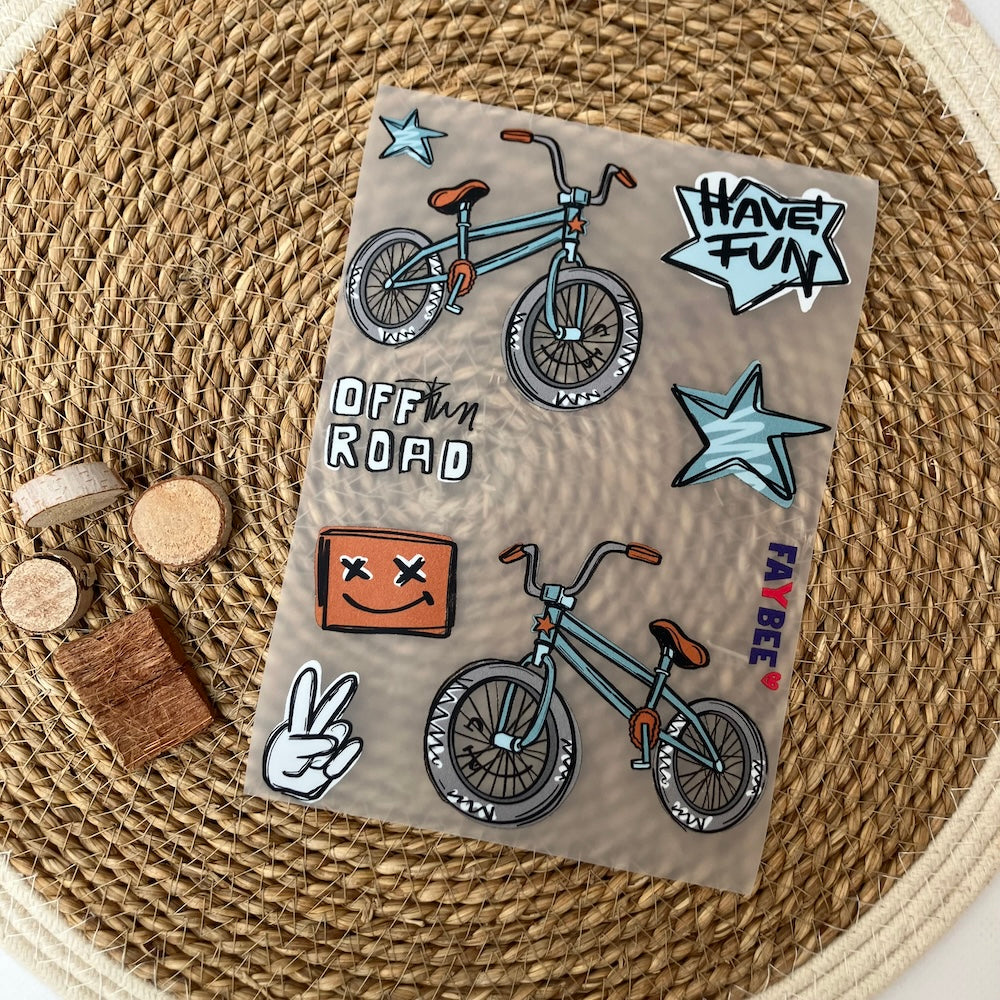 Bügelbilderbogen A5 - Coole Bikes