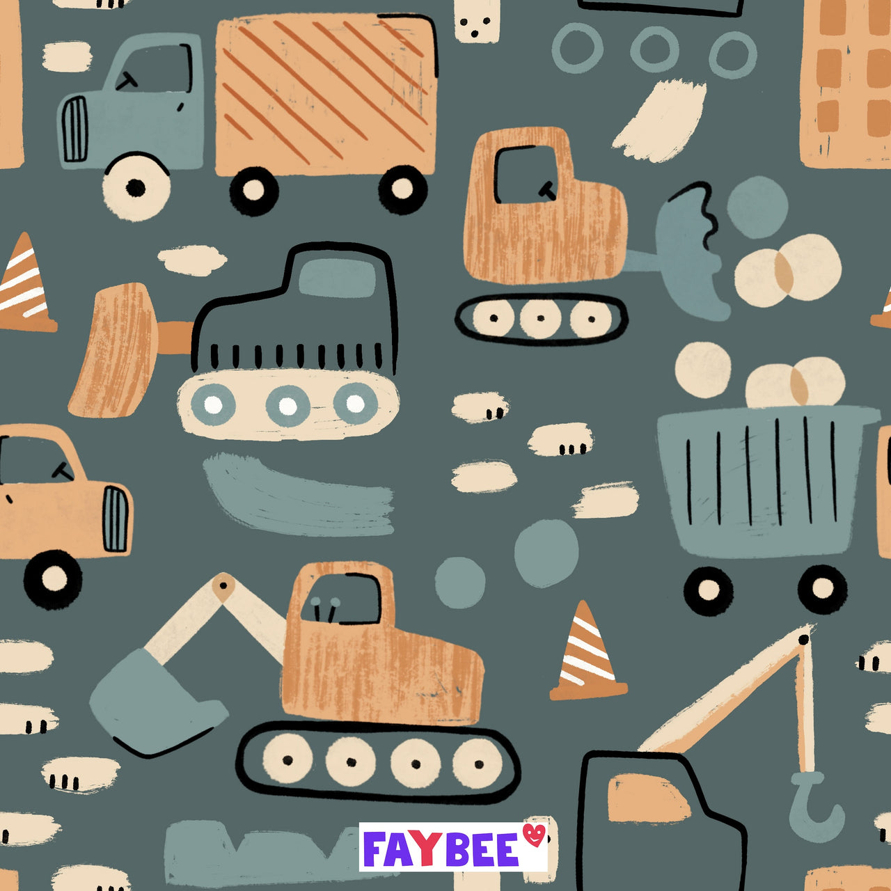 VORBESTELLUNG: Fairtrade Biojersey Baufahrzeuge (GOTS)