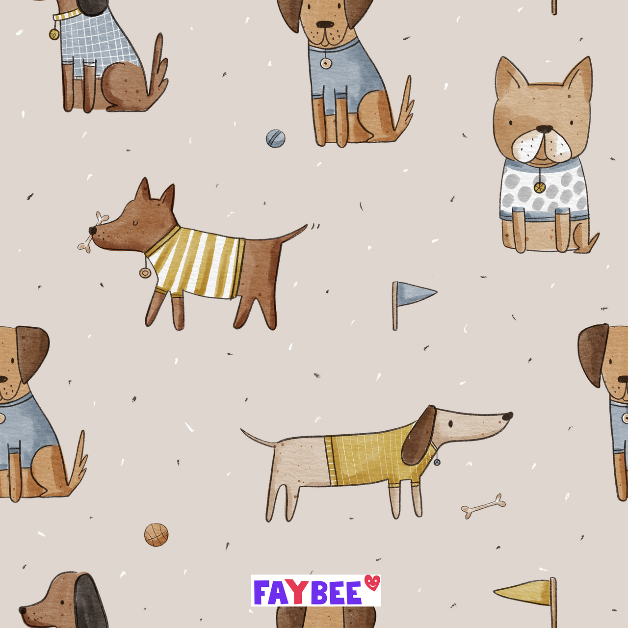 Reststück 21 cm - Fairtrade Biojersey Hundefreunde (GOTS)