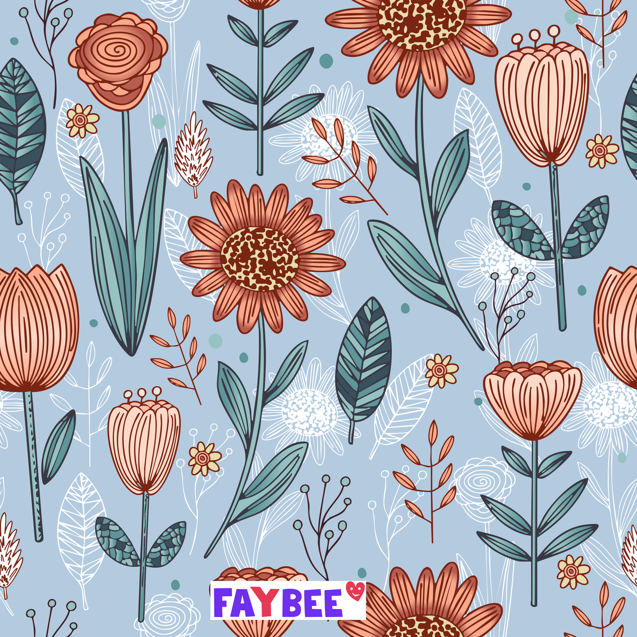 Reststück 80cm - Fairtrade Biojersey Flower Art (GOTS)