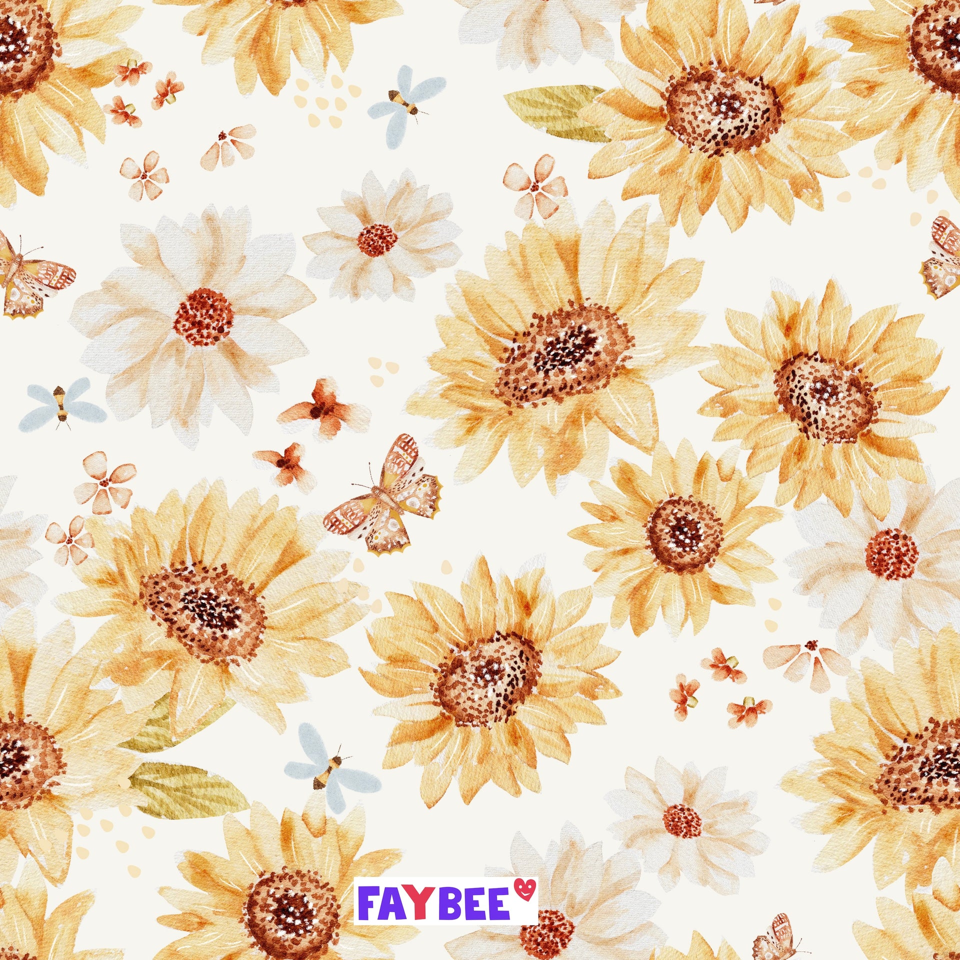 Fairtrade Biojersey Sonnenblumen (GOTS)-Stoff-Faybee - schöne Biostoffe für Kinder in Maur bei Zürich kaufen
