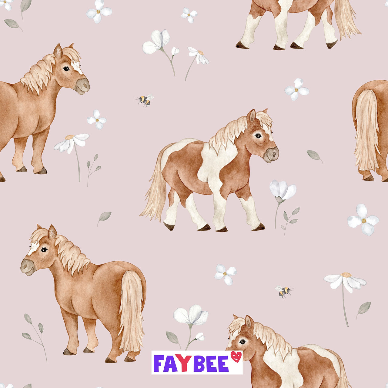 Fairtrade Biojersey kleine Ponies (GOTS)