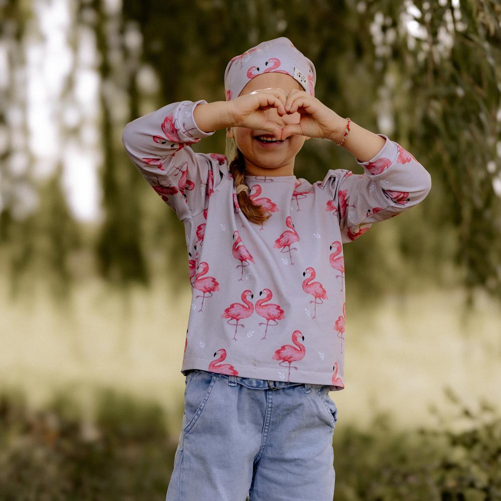Fairtrade Biojersey Flamingo beige (GOTS)-Stoff-Faybee - schöne Biostoffe für Kinder in Maur bei Zürich kaufen