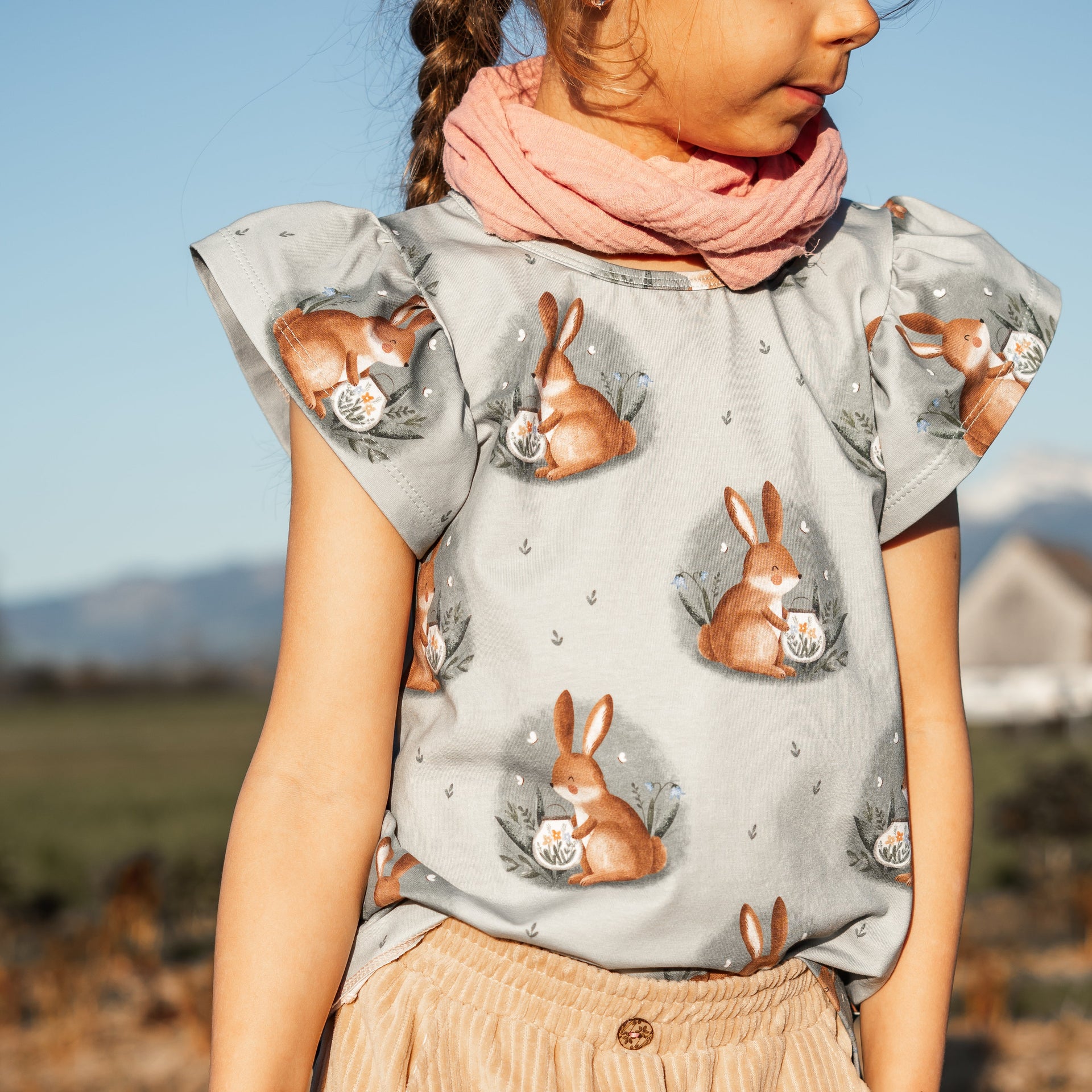 Fairtrade Biojersey Hasenfrühling (GOTS)-Stoff-Faybee - schöne Biostoffe für Kinder in Maur bei Zürich kaufen