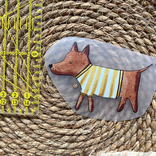 Bügelbild Hund Wedel