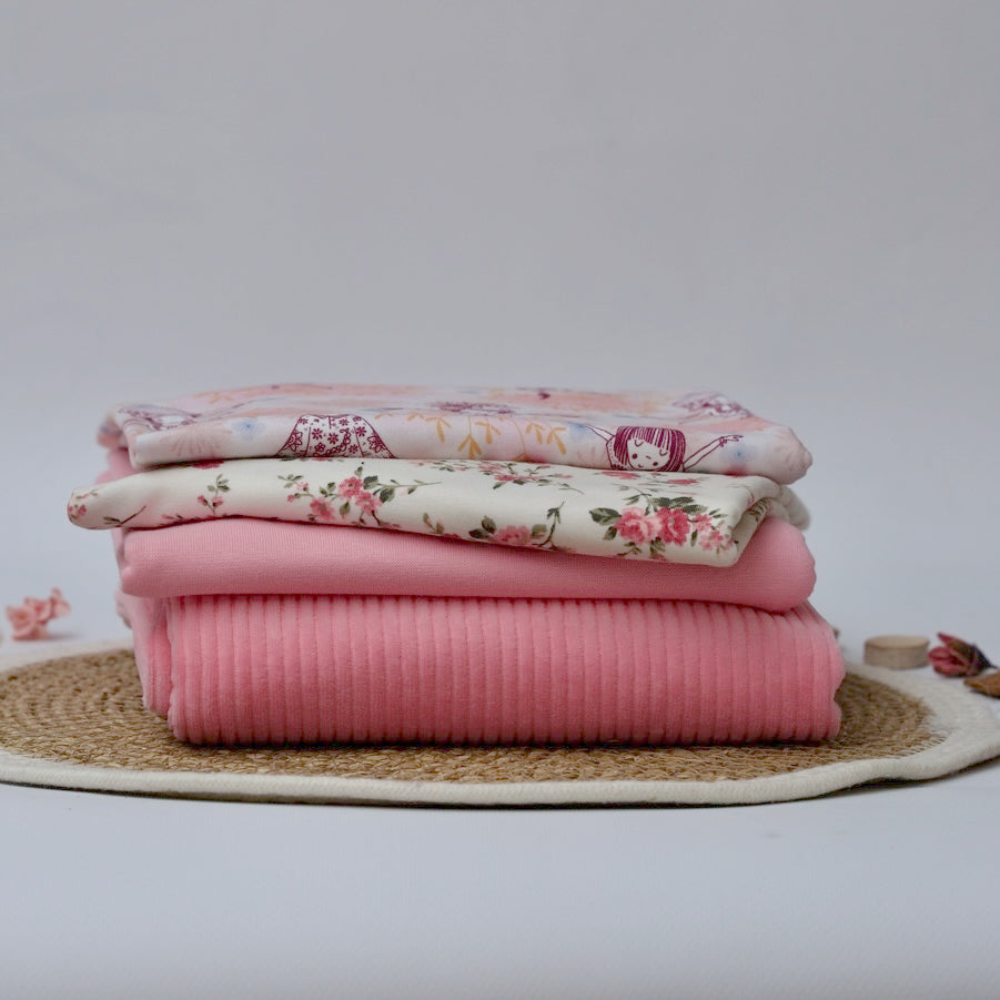 Restepaket Bio Jersey, Bio Cordnicky und Bio Bündchen Princess Pink