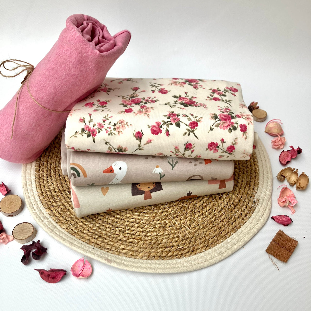 Restepaket Bio Jersey und Sweat "Rosa Welt"