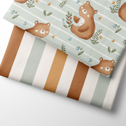 Fairtrade Biojersey Vertikale Streifen grün-cognac (GOTS)-Stoff-Faybee - schöne Biostoffe für Kinder in Maur bei Zürich kaufen