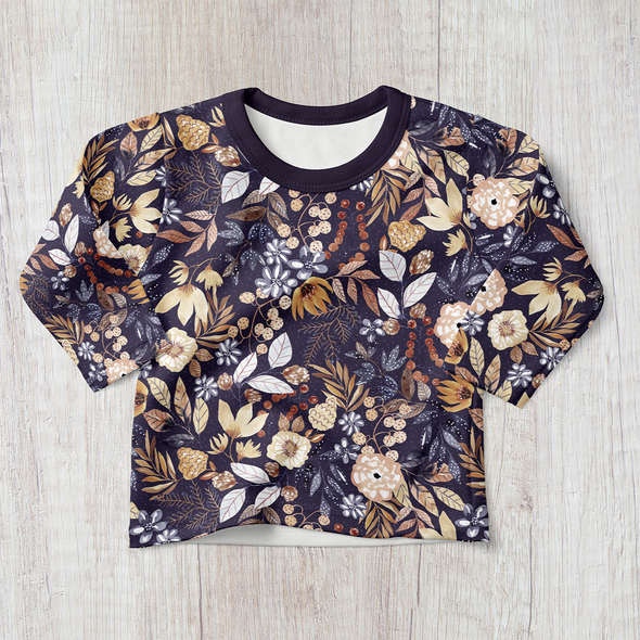 Fairtrade Bio French Terry Navy Flowers (GOTS)