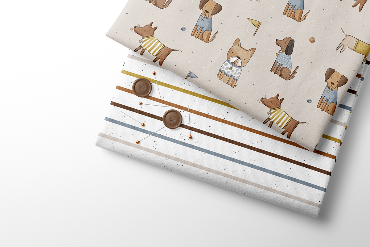 Reststück 21 cm - Fairtrade Biojersey Hundefreunde (GOTS)