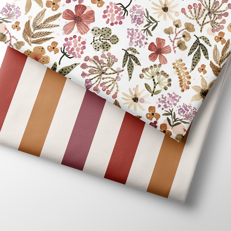 Reststück 45 cm - Fairtrade Biojersey Pink Flowers (GOTS)