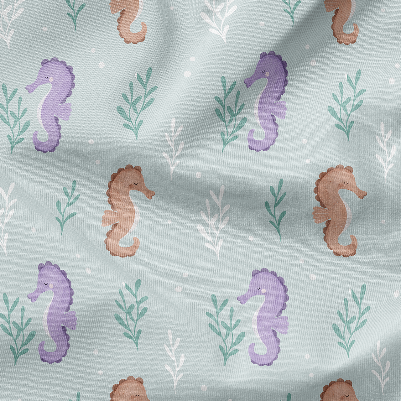 Reststück 50cm - Eco Flex Lycra Seepferdchen