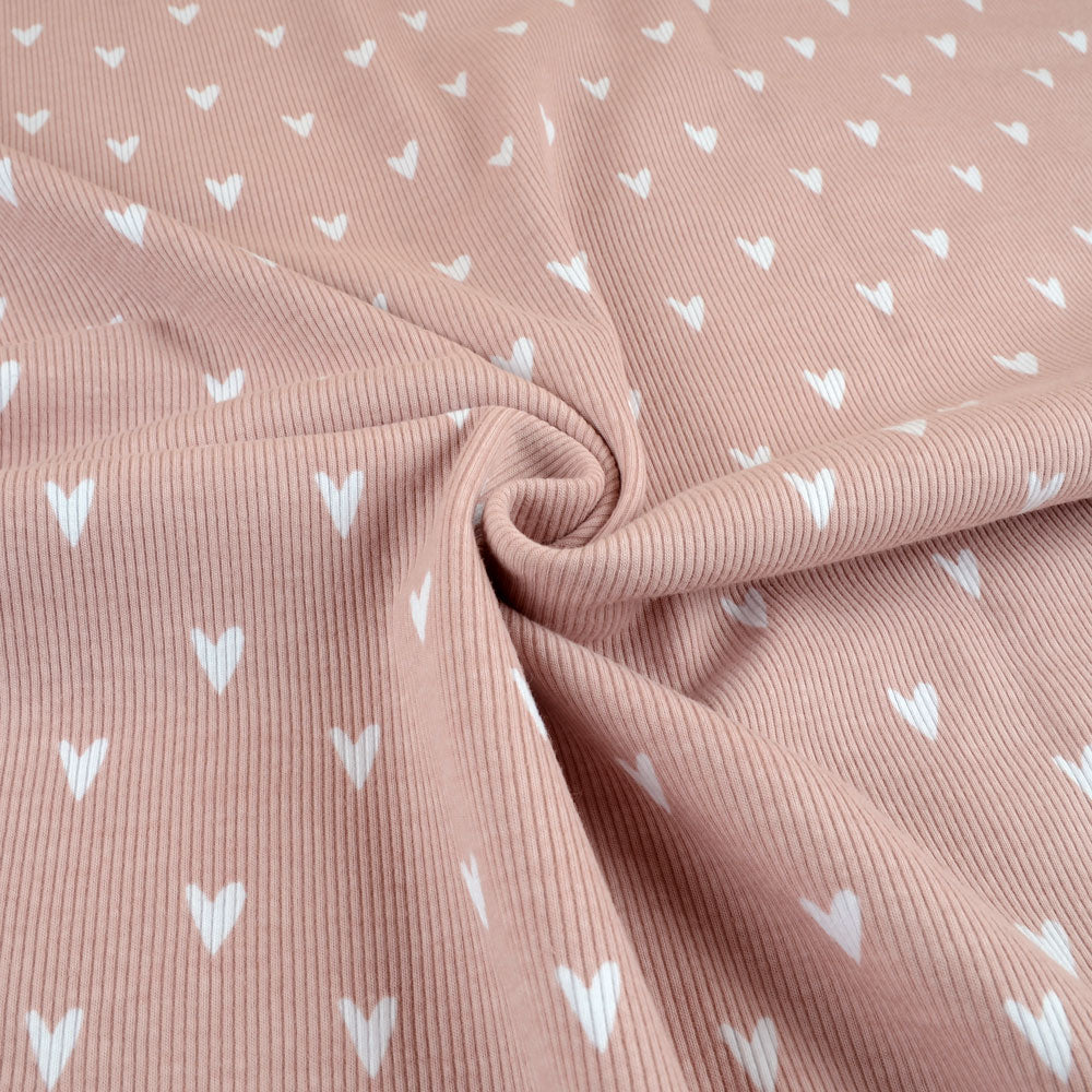 Bio Rib Jersey Hearts old pink