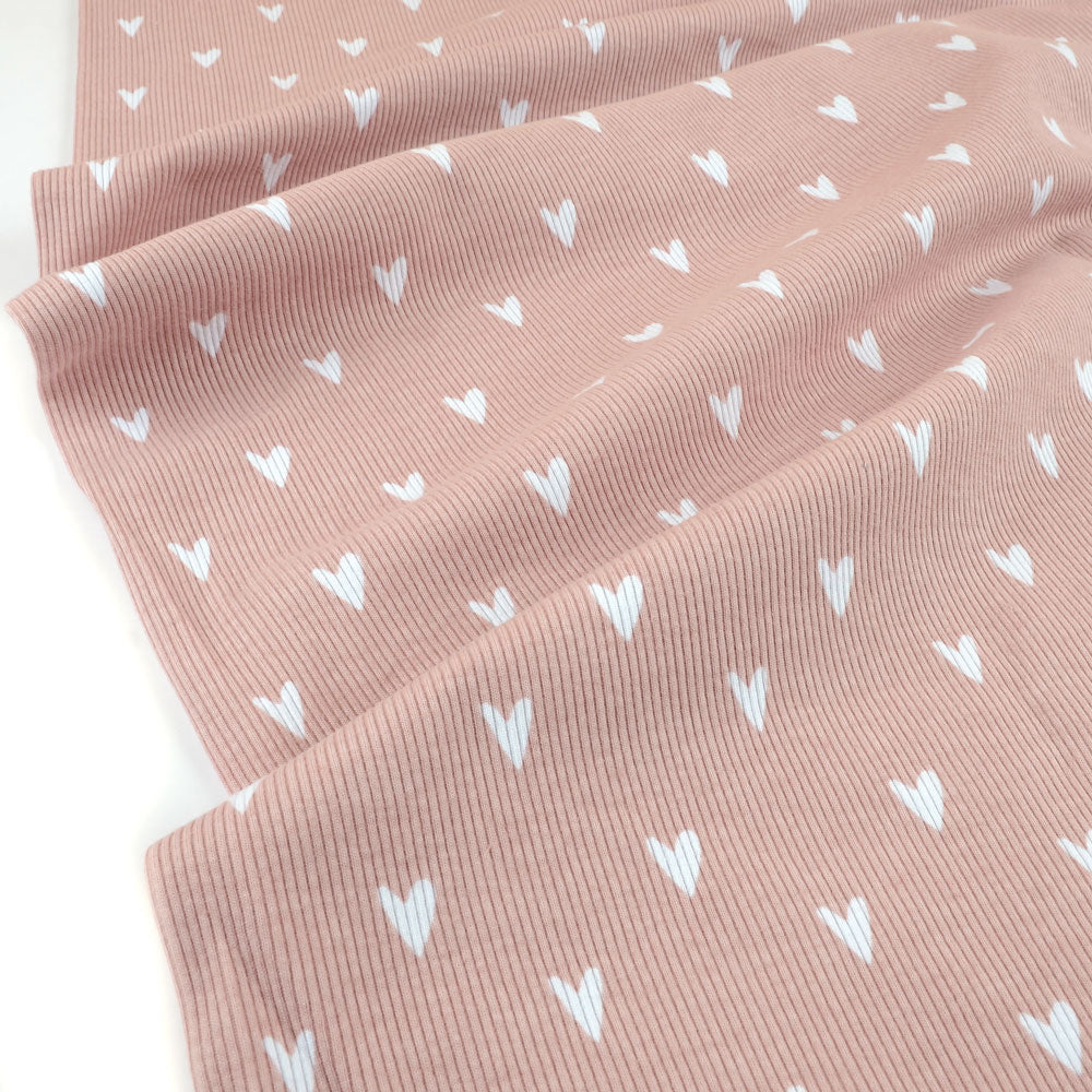Bio Rib Jersey Hearts old pink