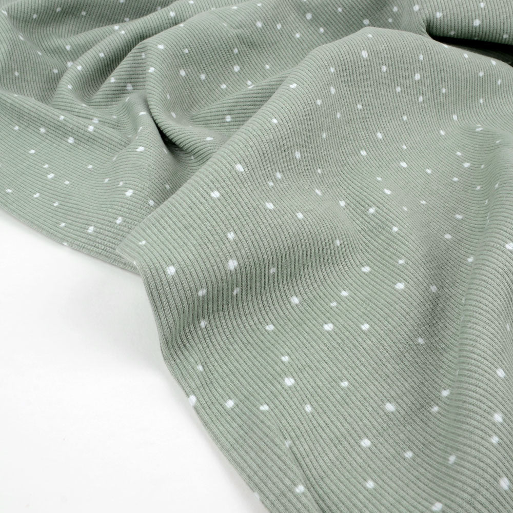 Fairtrade Bio Rib Jersey Tupfen sage