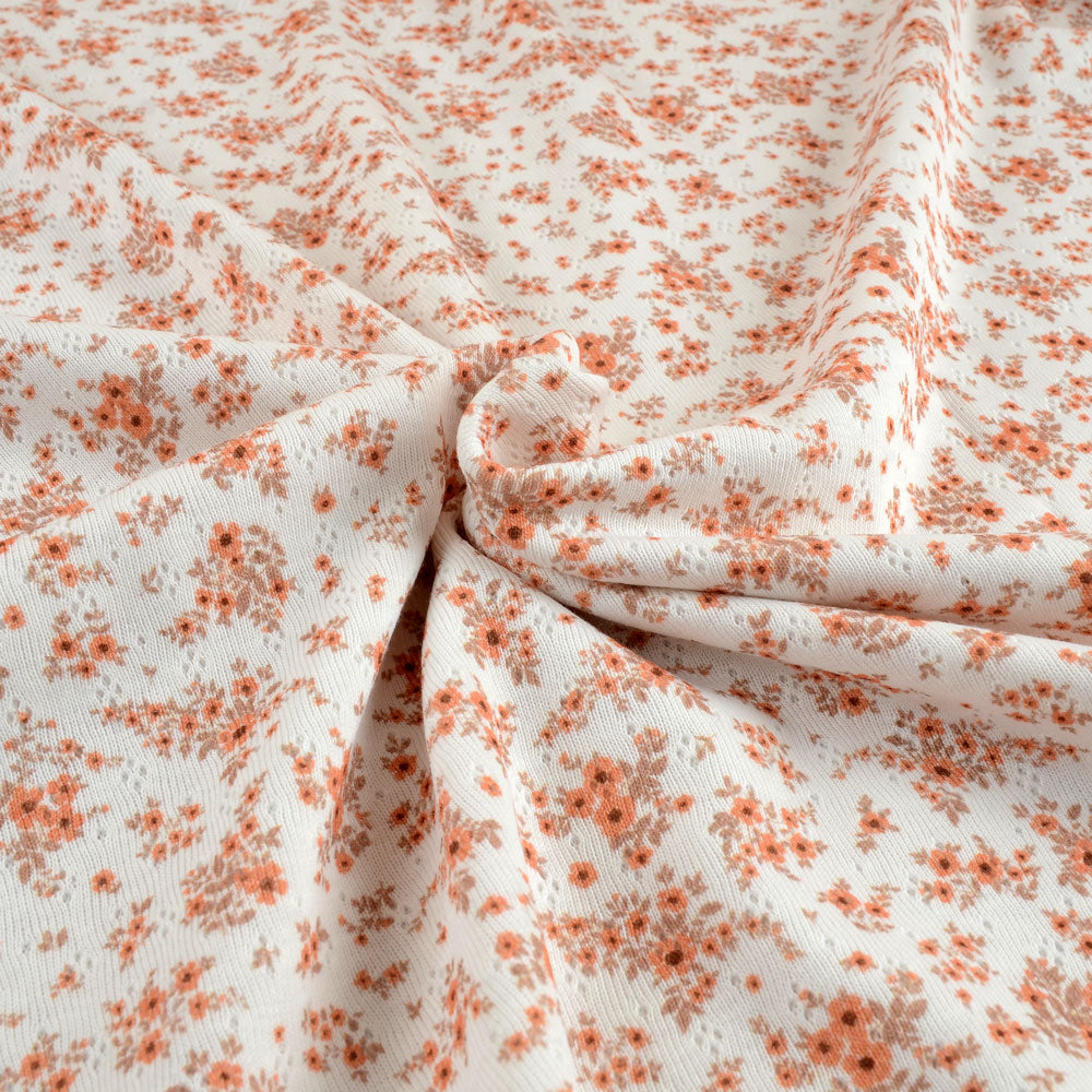 Pointelle Jersey Bio - Rusty Flowers