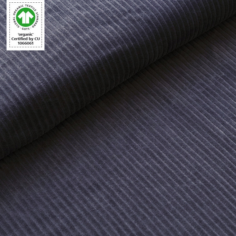 Reststück 13cm - Fairtrade Bio Cordnicky dunkelgrau (GOTS)