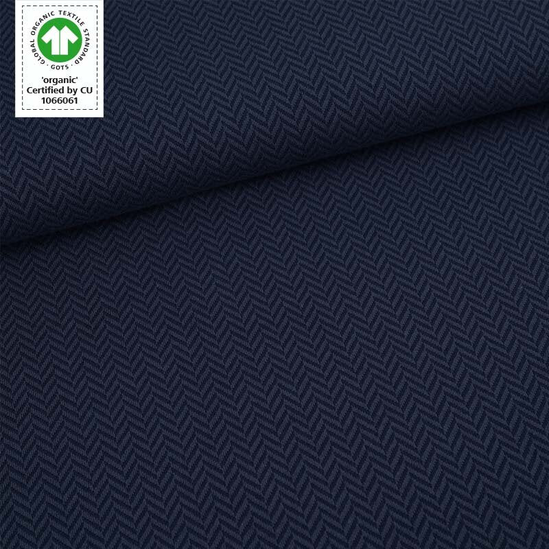 Fairtrade Bio Jacquard Fischgrät dark blue (GOTS)