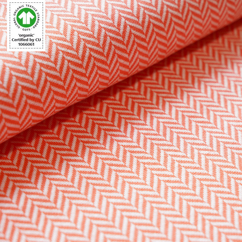 Fairtrade Bio Jacquard Fischgrät koralle (GOTS)