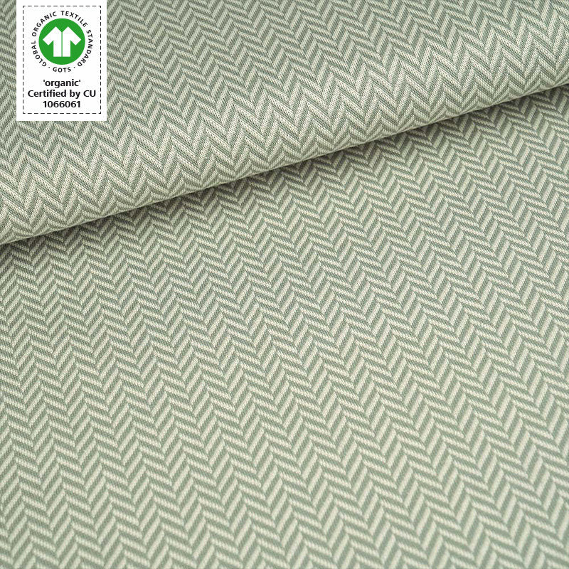 Fairtrade Bio Jacquard Fischgrät Silvergreen (GOTS)