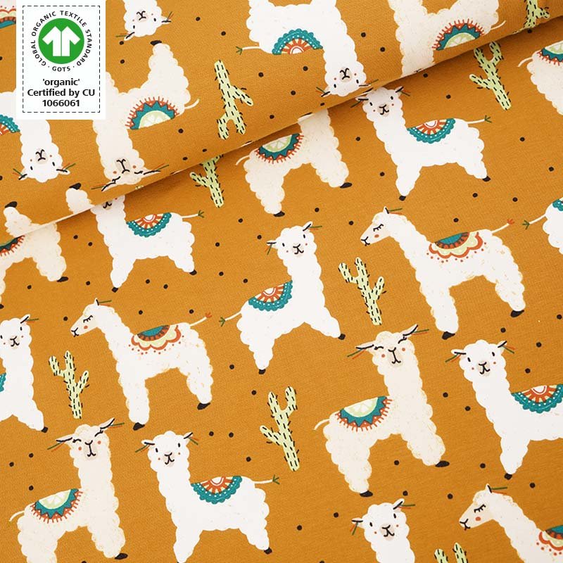 Fairtrade Biojersey Alpakas messing (GOTS)