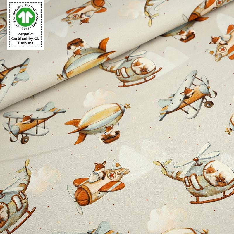 Fairtrade Biojersey Fliegender Fuchs beige (GOTS)