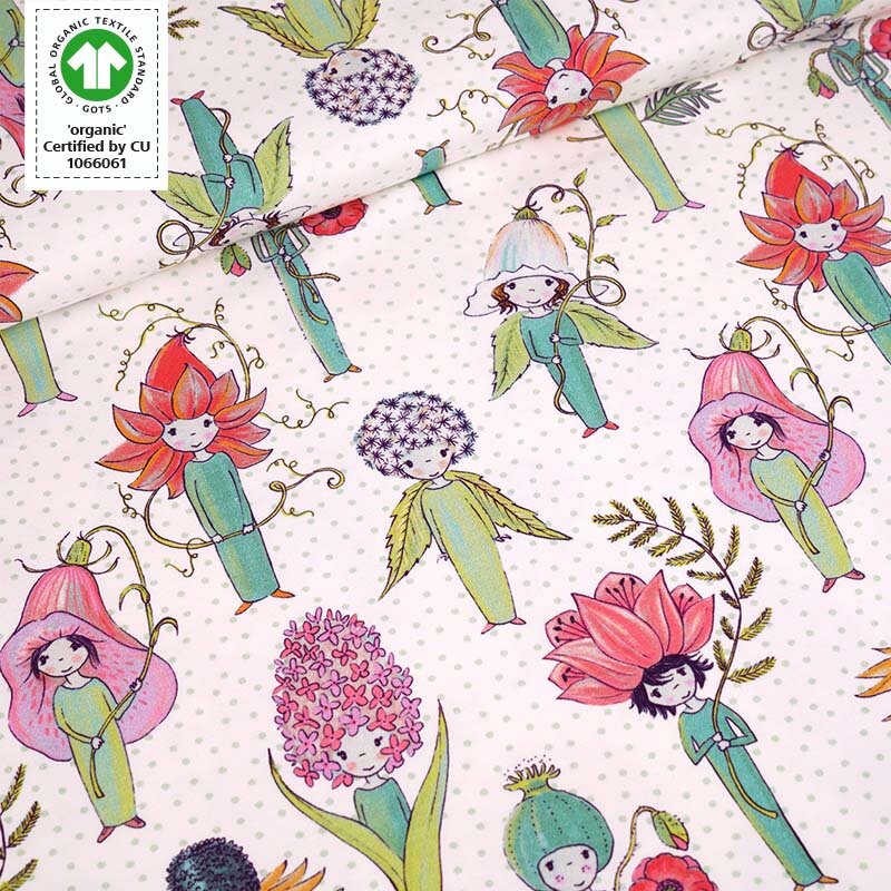 Fairtrade Biojersey Blumenleute weiss