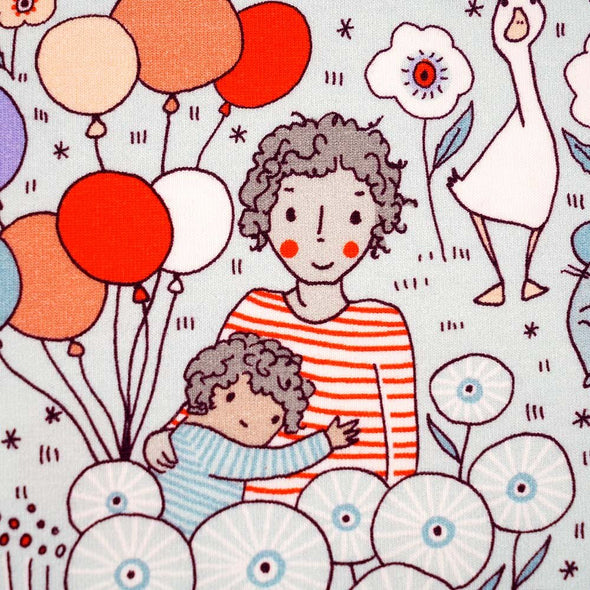 Fairtrade Biojersey Susalabim Familienausflug blau (GTOS)