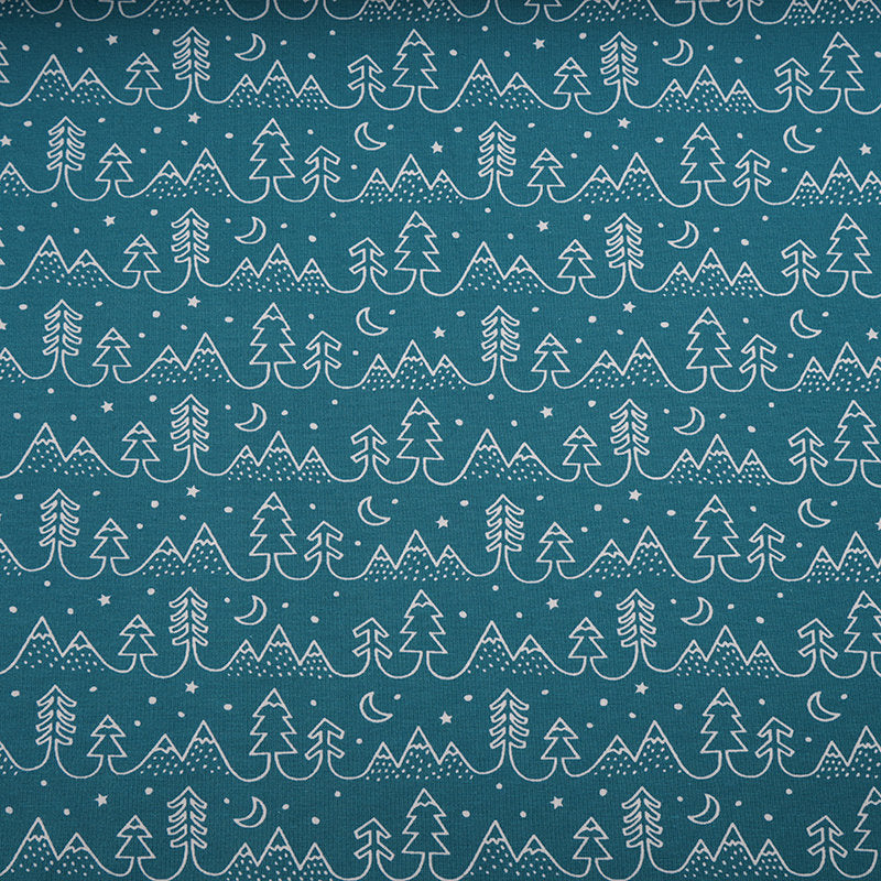 Reststück 47 cm - Fairtrade Biojersey Tannenwald blau