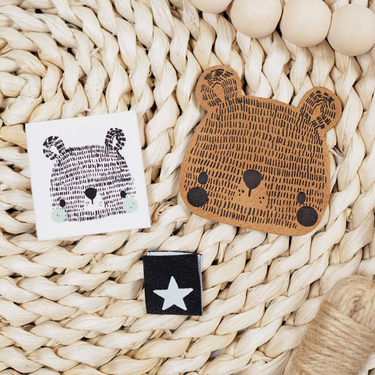 Kunstlederlabel - Boho Bär *iron-on*