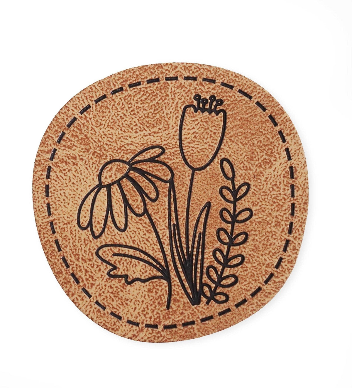 Kunstlederlabel - Blumen *iron-on*