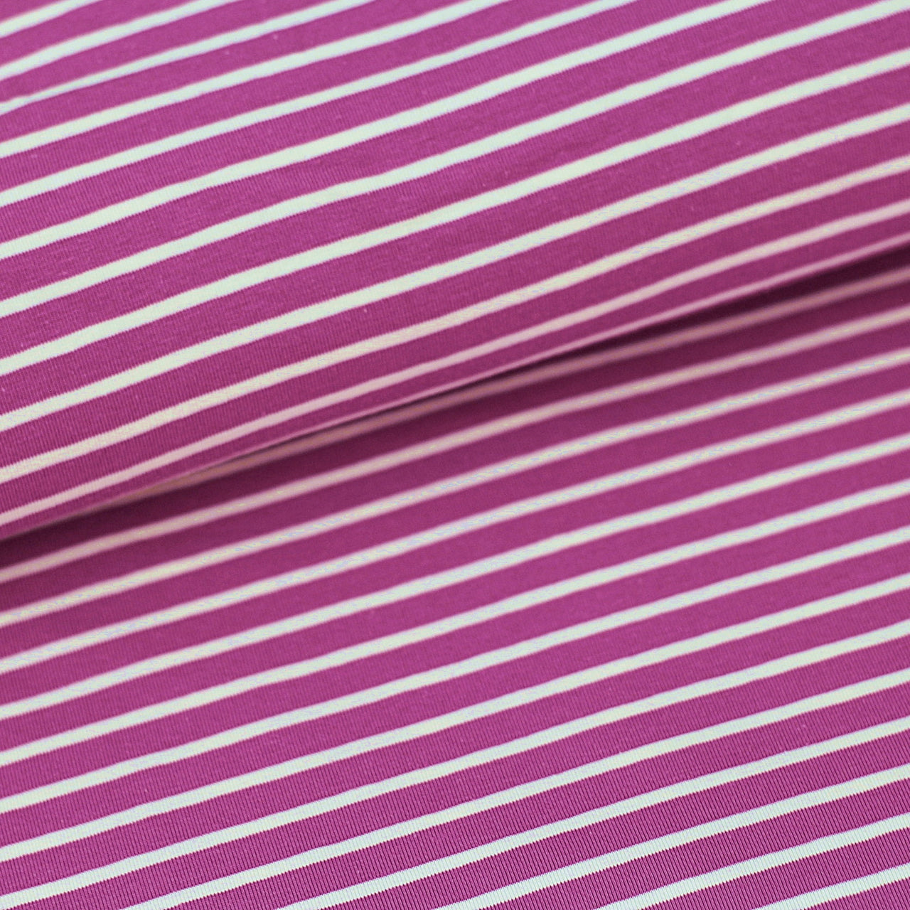 Fairtrade Biojersey Streifen Classic Malve Vanille