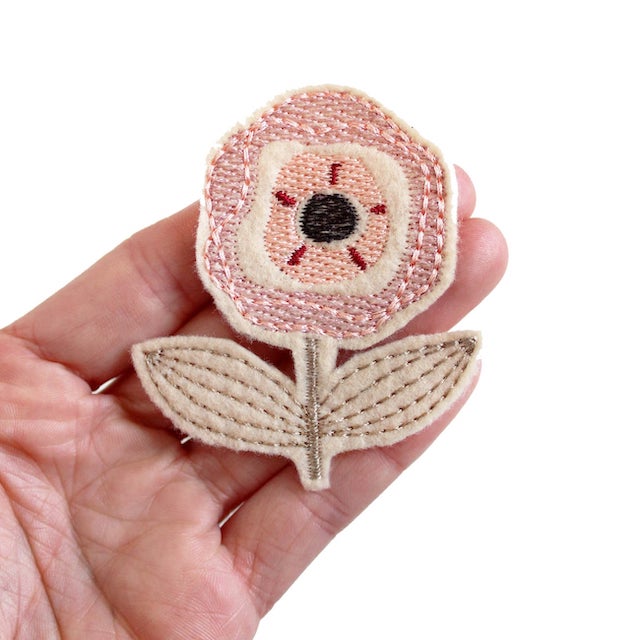 Bügelpatch "Mohnblume pastell"