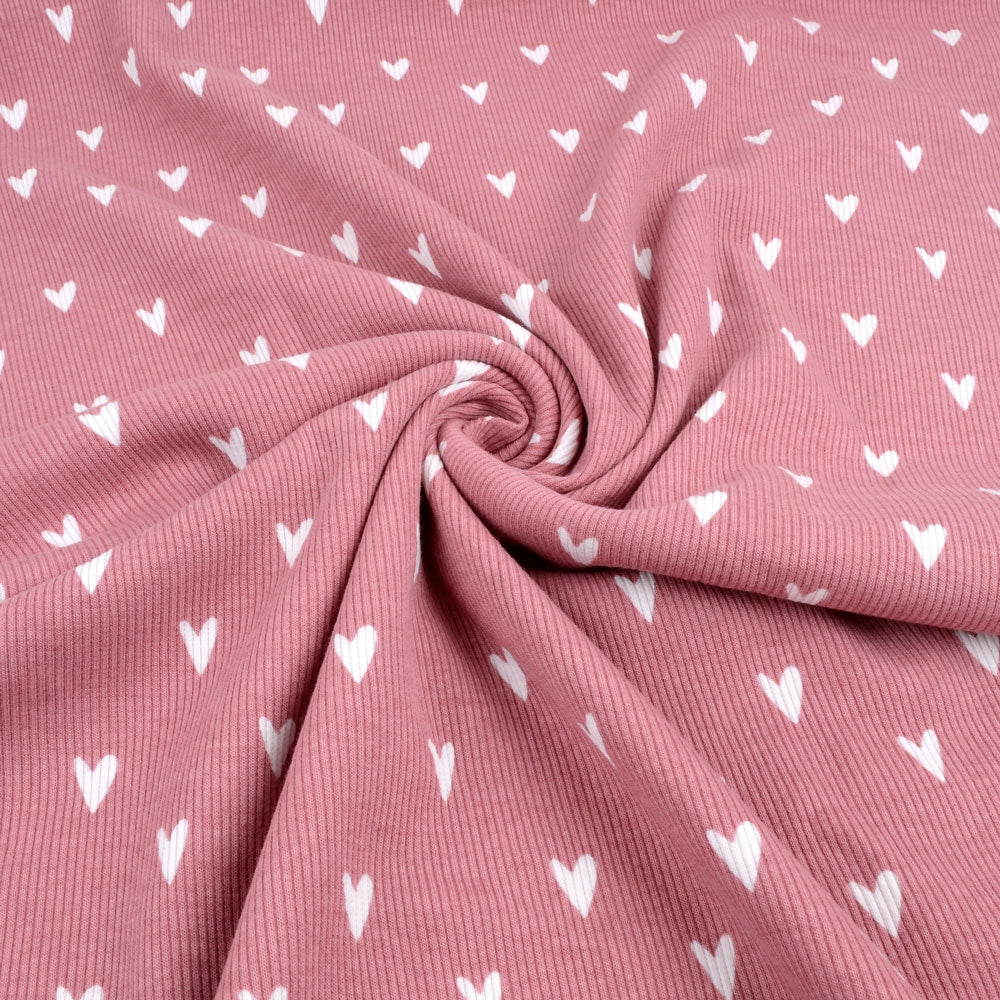 Fairtrade Bio Rib Jersey Hearts rose
