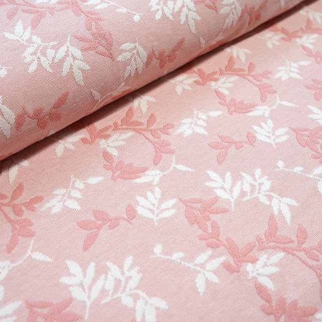Fairtrade Bio Jacquard Relief Shiny Leaves Rosa (GOTS)