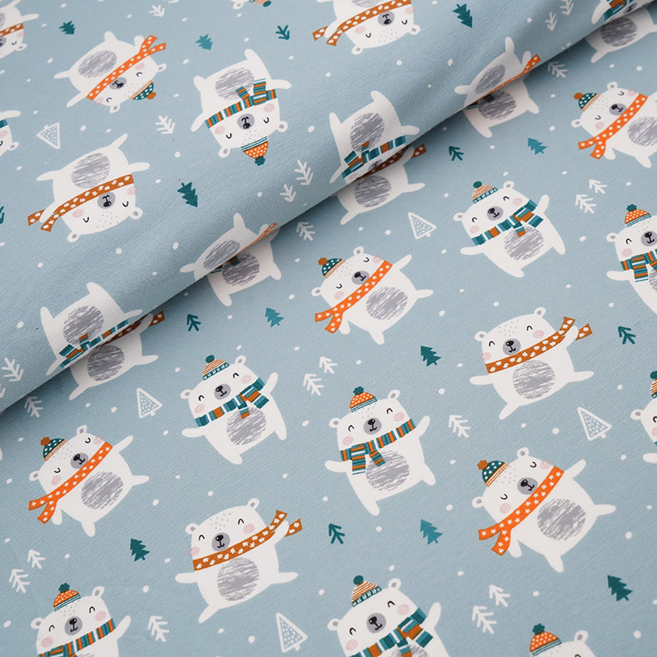 Fairtrade Biojersey Bärchenwald blau (GOTS)