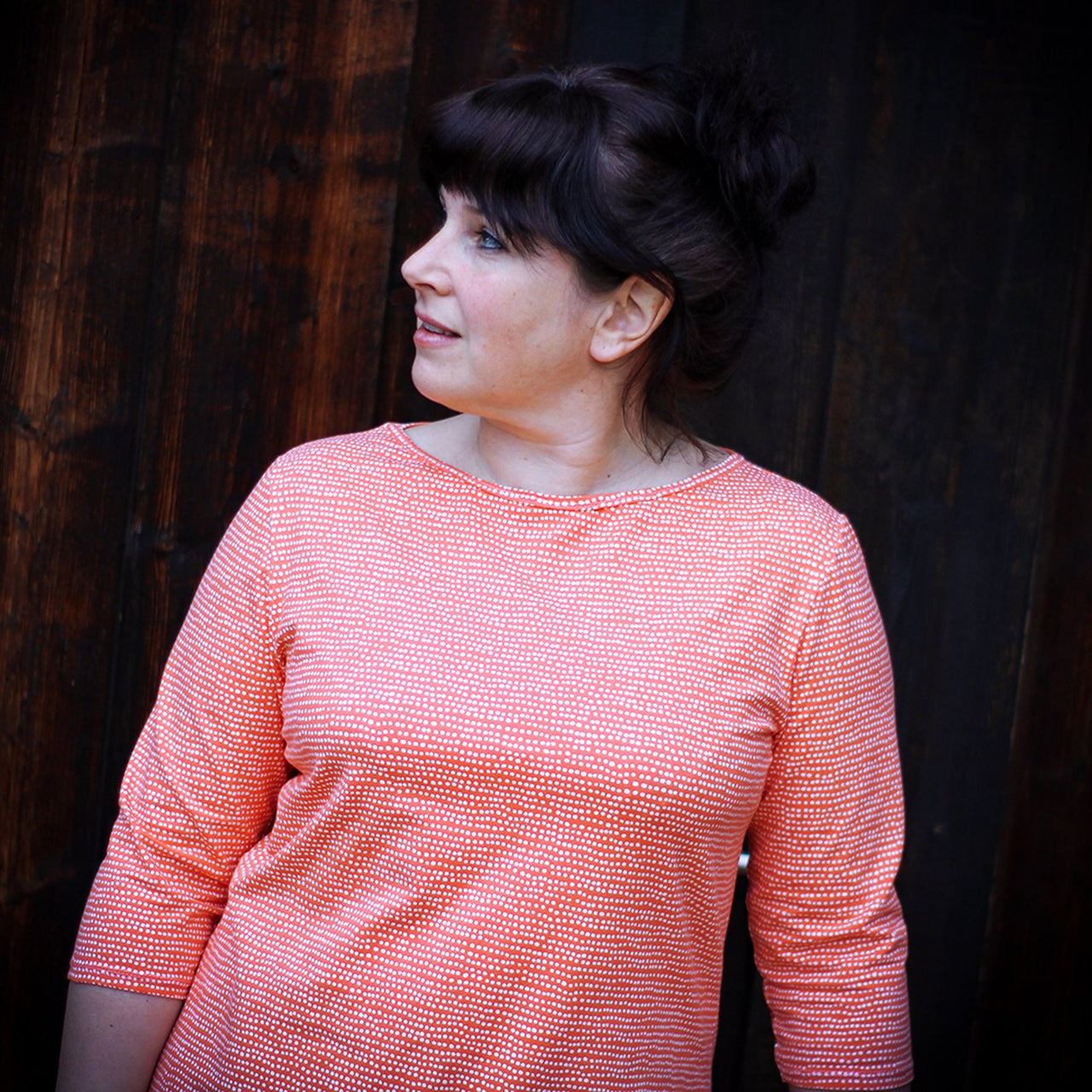 Fairtrade Biojersey Dotted Line Koralle