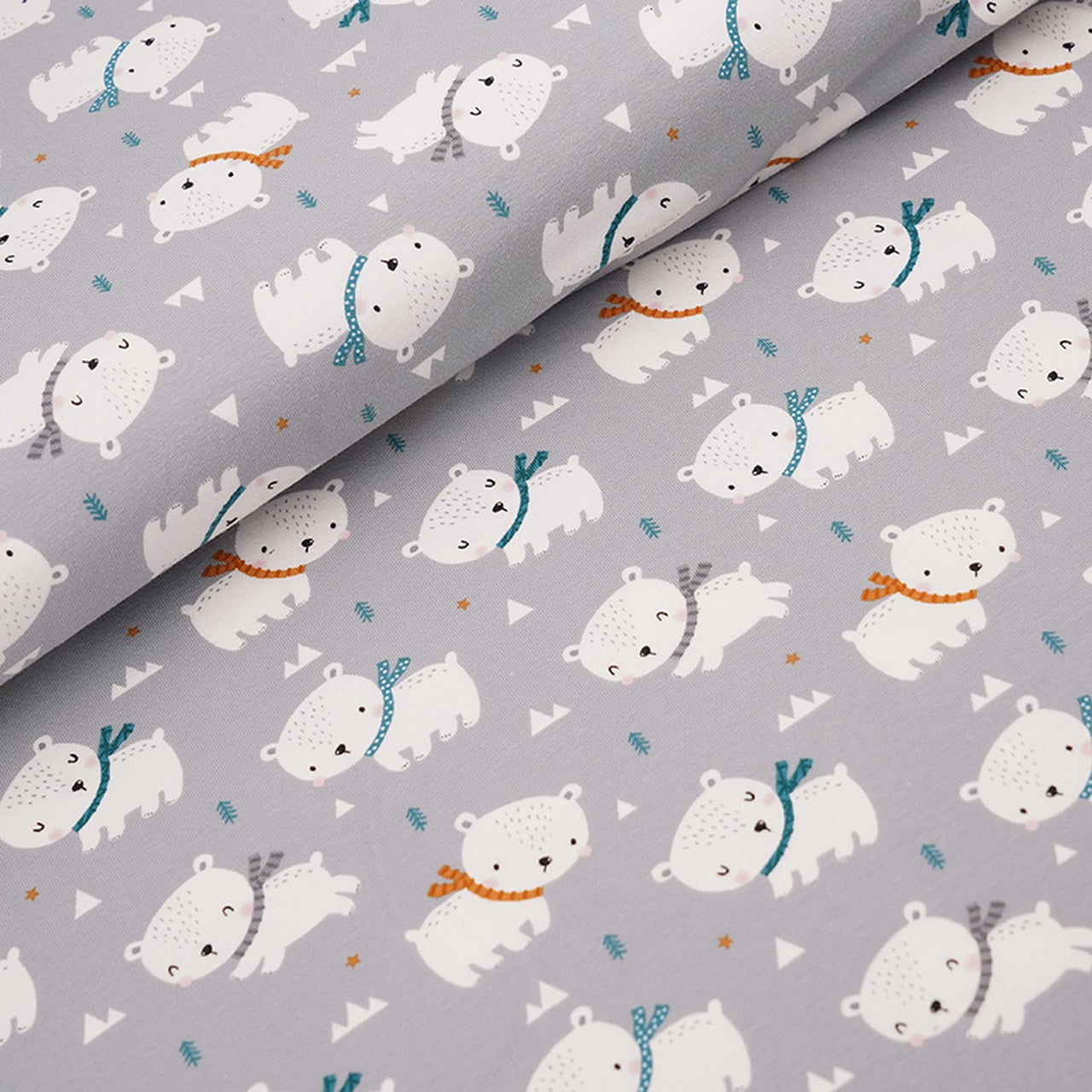 Fairtrade Biojersey Eisbärchen grau (GOTS)